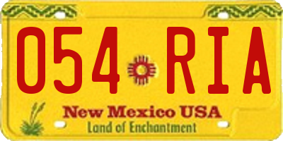 NM license plate 054RIA