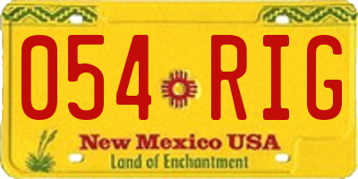 NM license plate 054RIG