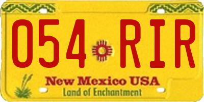 NM license plate 054RIR