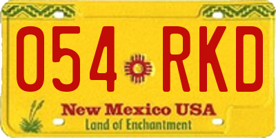 NM license plate 054RKD