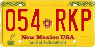 NM license plate 054RKP