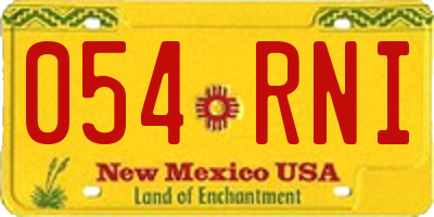 NM license plate 054RNI