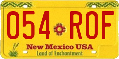 NM license plate 054ROF