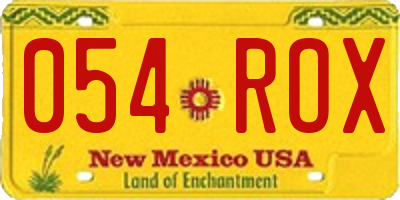 NM license plate 054ROX