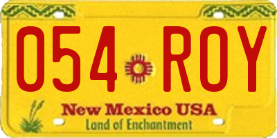 NM license plate 054ROY