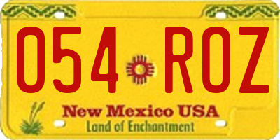 NM license plate 054ROZ