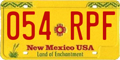 NM license plate 054RPF