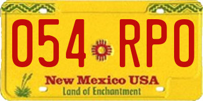 NM license plate 054RPO