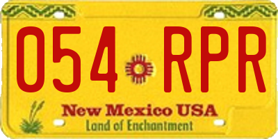 NM license plate 054RPR