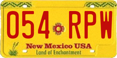 NM license plate 054RPW