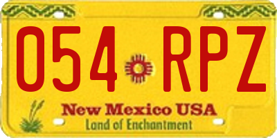 NM license plate 054RPZ