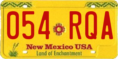 NM license plate 054RQA