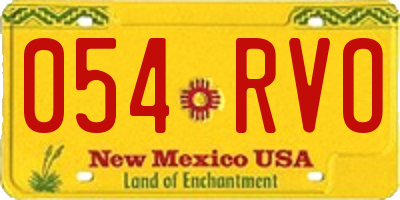 NM license plate 054RVO
