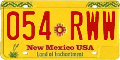 NM license plate 054RWW