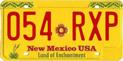 NM license plate 054RXP