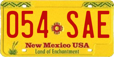 NM license plate 054SAE