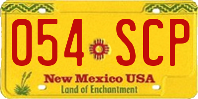 NM license plate 054SCP