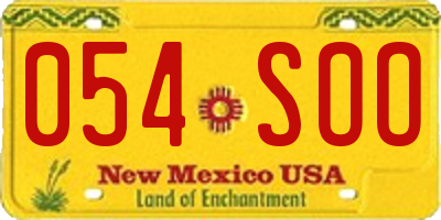NM license plate 054SOO