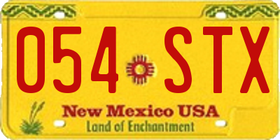 NM license plate 054STX