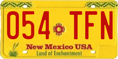 NM license plate 054TFN