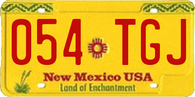 NM license plate 054TGJ