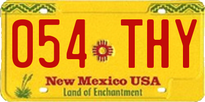 NM license plate 054THY