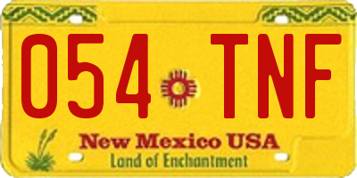 NM license plate 054TNF