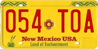 NM license plate 054TOA
