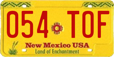 NM license plate 054TOF
