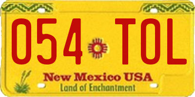 NM license plate 054TOL