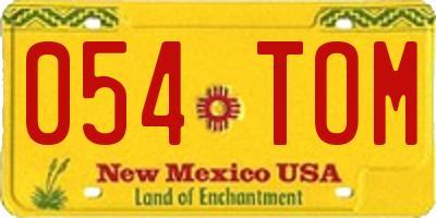 NM license plate 054TOM
