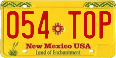 NM license plate 054TOP