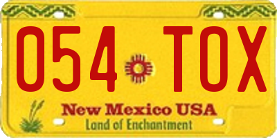 NM license plate 054TOX