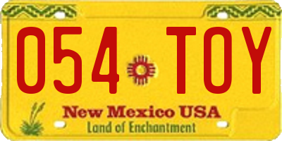 NM license plate 054TOY