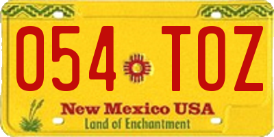 NM license plate 054TOZ