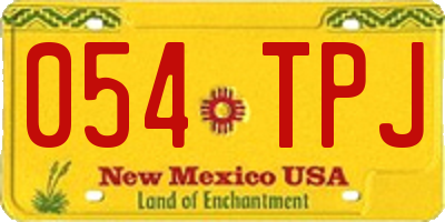 NM license plate 054TPJ