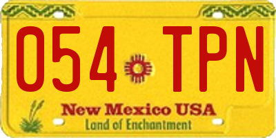 NM license plate 054TPN