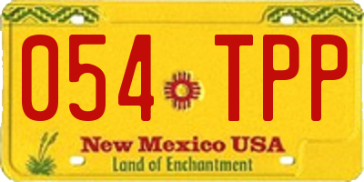NM license plate 054TPP