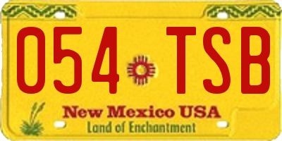 NM license plate 054TSB