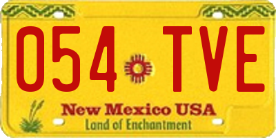 NM license plate 054TVE