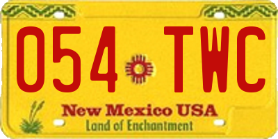 NM license plate 054TWC