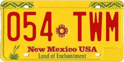 NM license plate 054TWM