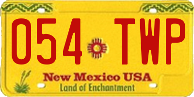 NM license plate 054TWP