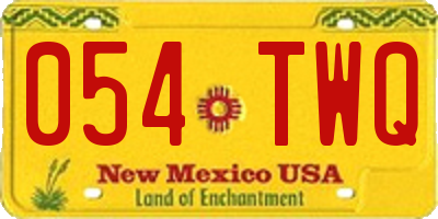 NM license plate 054TWQ