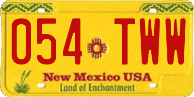 NM license plate 054TWW