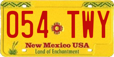 NM license plate 054TWY