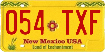 NM license plate 054TXF
