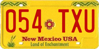 NM license plate 054TXU