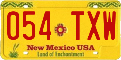 NM license plate 054TXW