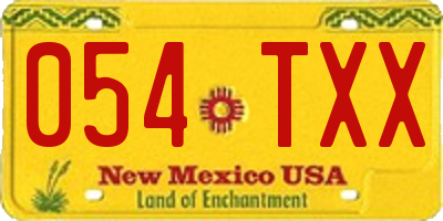 NM license plate 054TXX